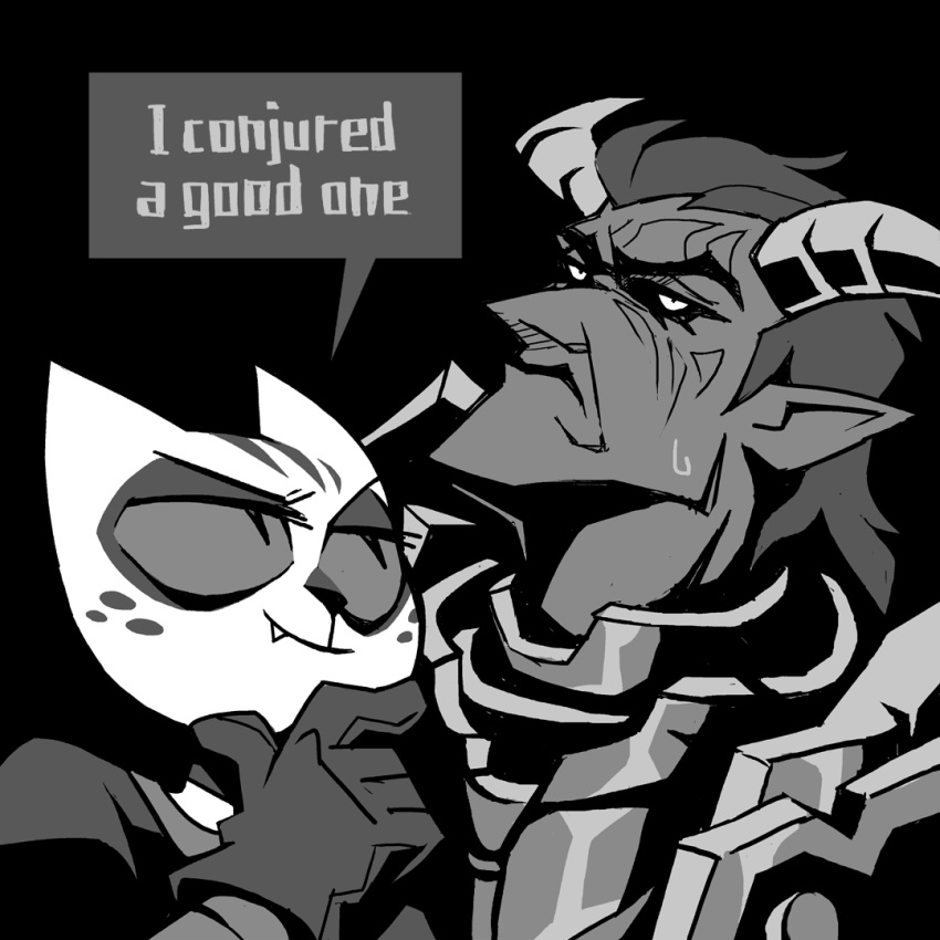 1boy, black_background, character_request, commentary, daedra, dark_skin, english_text, face