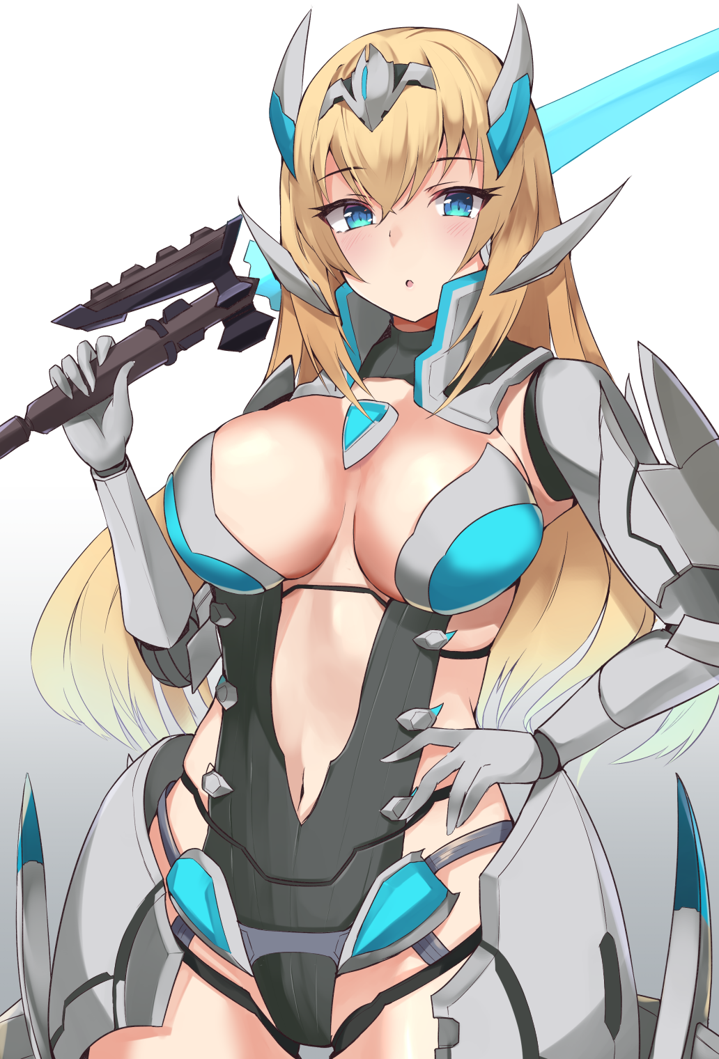 1girl, android, blonde_hair, blue_eyes, breasts, di_allez_series, highres, large_breasts