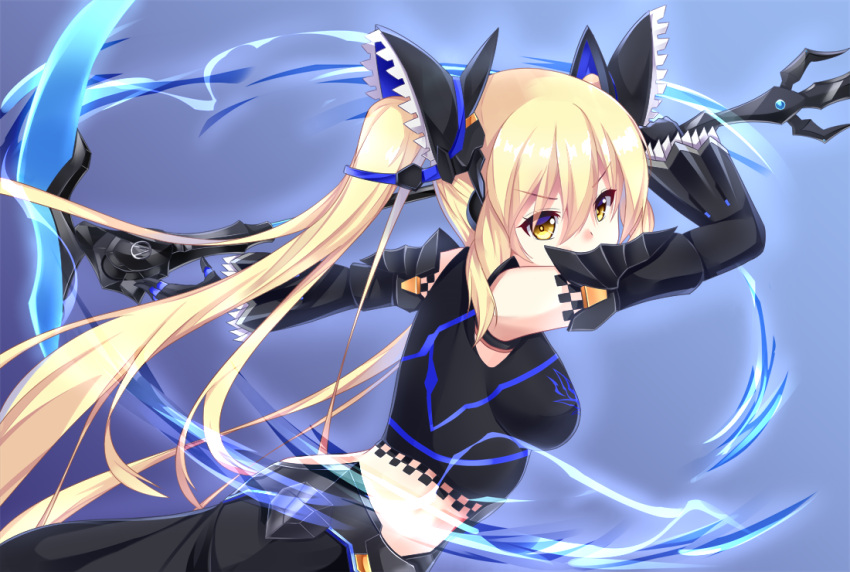 1girl, blonde_hair, breasts, detached_sleeves, long_hair, medium_breasts, nightmare_series, phantasy_star