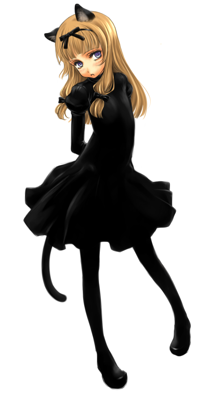 blonde_hair, bow, cat_ears, cat_tail, dress, ema_(clovers), episode_of_the_clovers, hair_bow