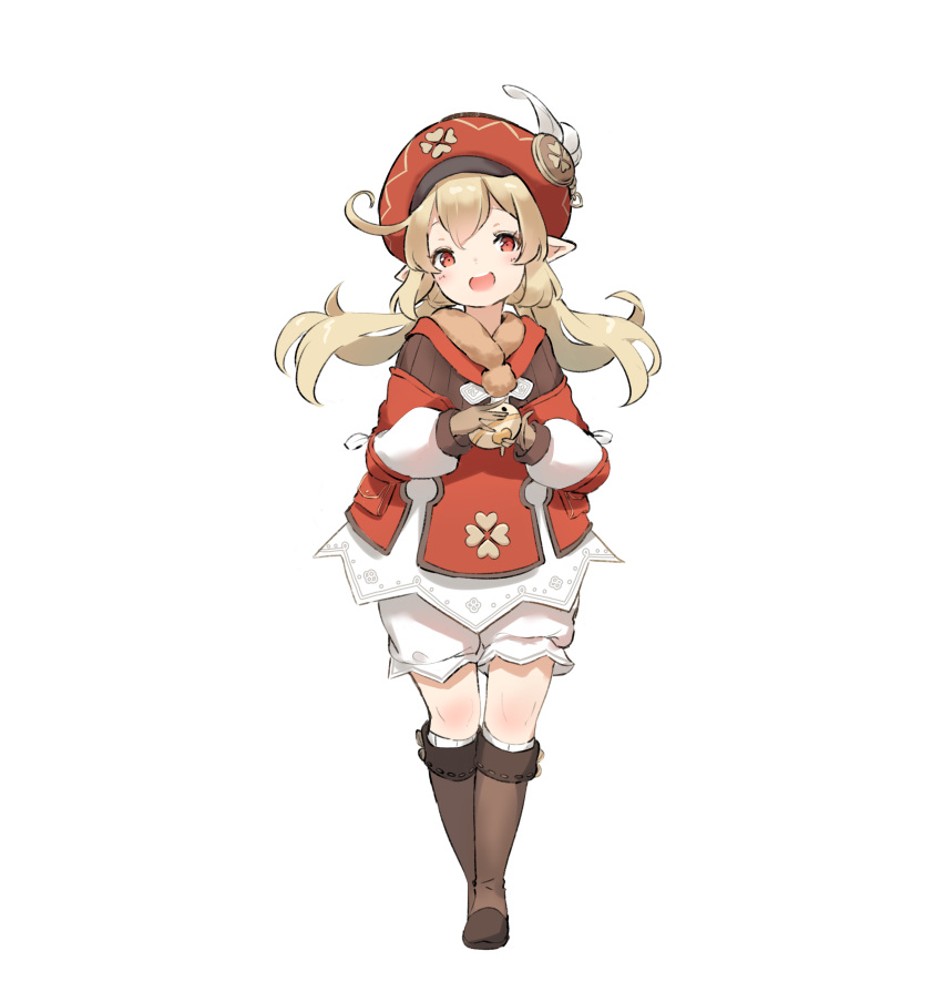 1girl, :d, absurdres, ahoge, bangs, bloomers, boots, brown_footwear