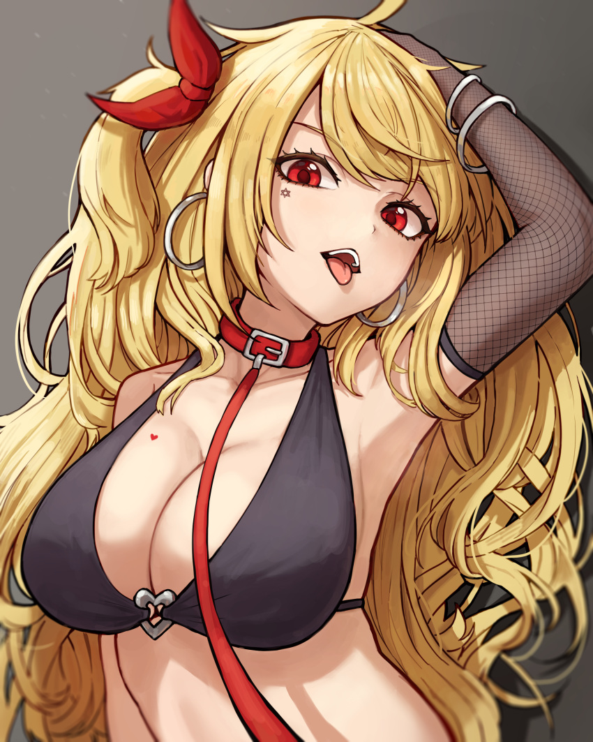 1girl, absurdres, armpits, bangs, bdsm, bikini, black_bikini, blonde_hair