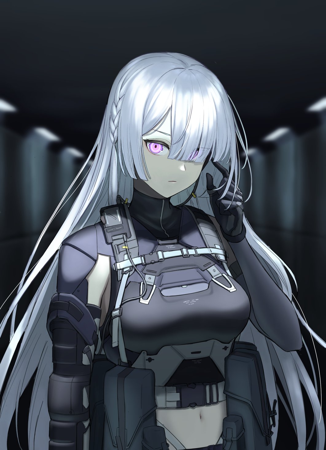 1girl, ak-15_(girls'_frontline), artificial_eye, artificial_eyes, black_gloves, breasts, commission, girls_frontline