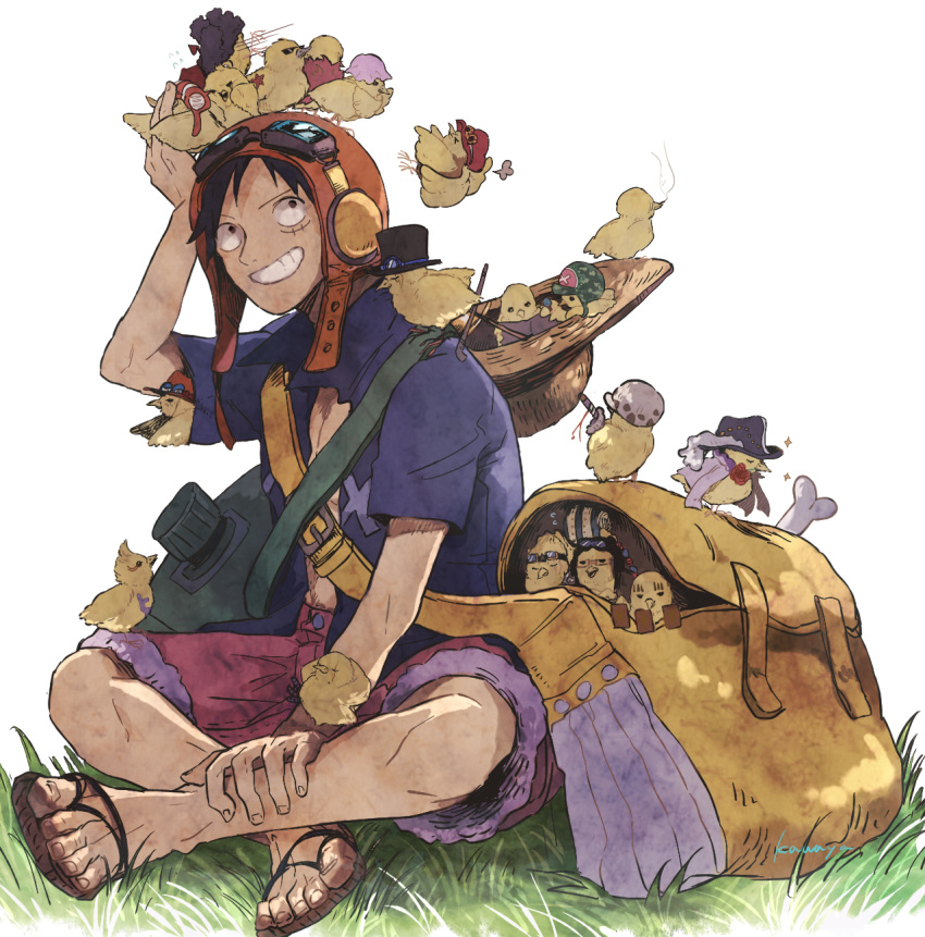 1boy, asapbn, backpack, bag, basil_hawkins, bird, cavendish, chick