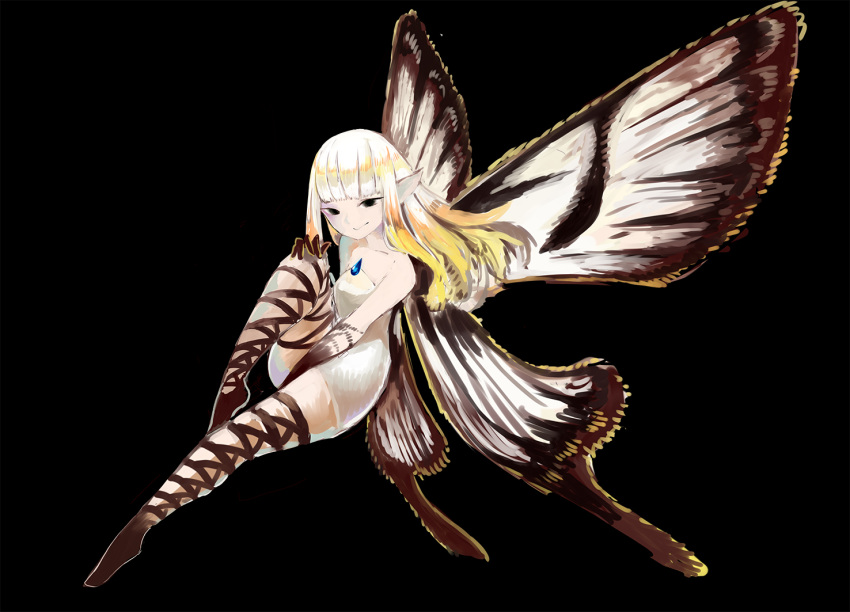 airy_(bravely_default), black_background, black_eyes, bravely_default:_flying_fairy, bravely_default_(series), butterfly_wings, fairy, fairy_wings