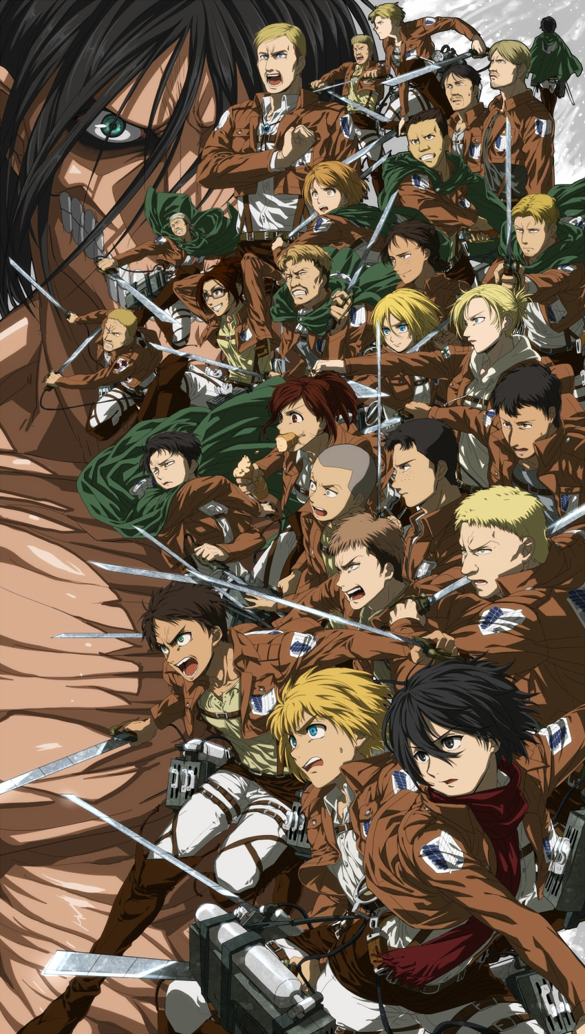 6+boys, 6+girls, absurdres, annie_leonhardt, armin_arlert, auruo_bossard, bertolt_hoover, black_hair