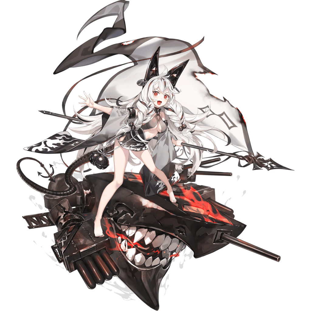 1girl, anchor, atdan, bangs, barefoot, bell, black_hair, black_surge_night