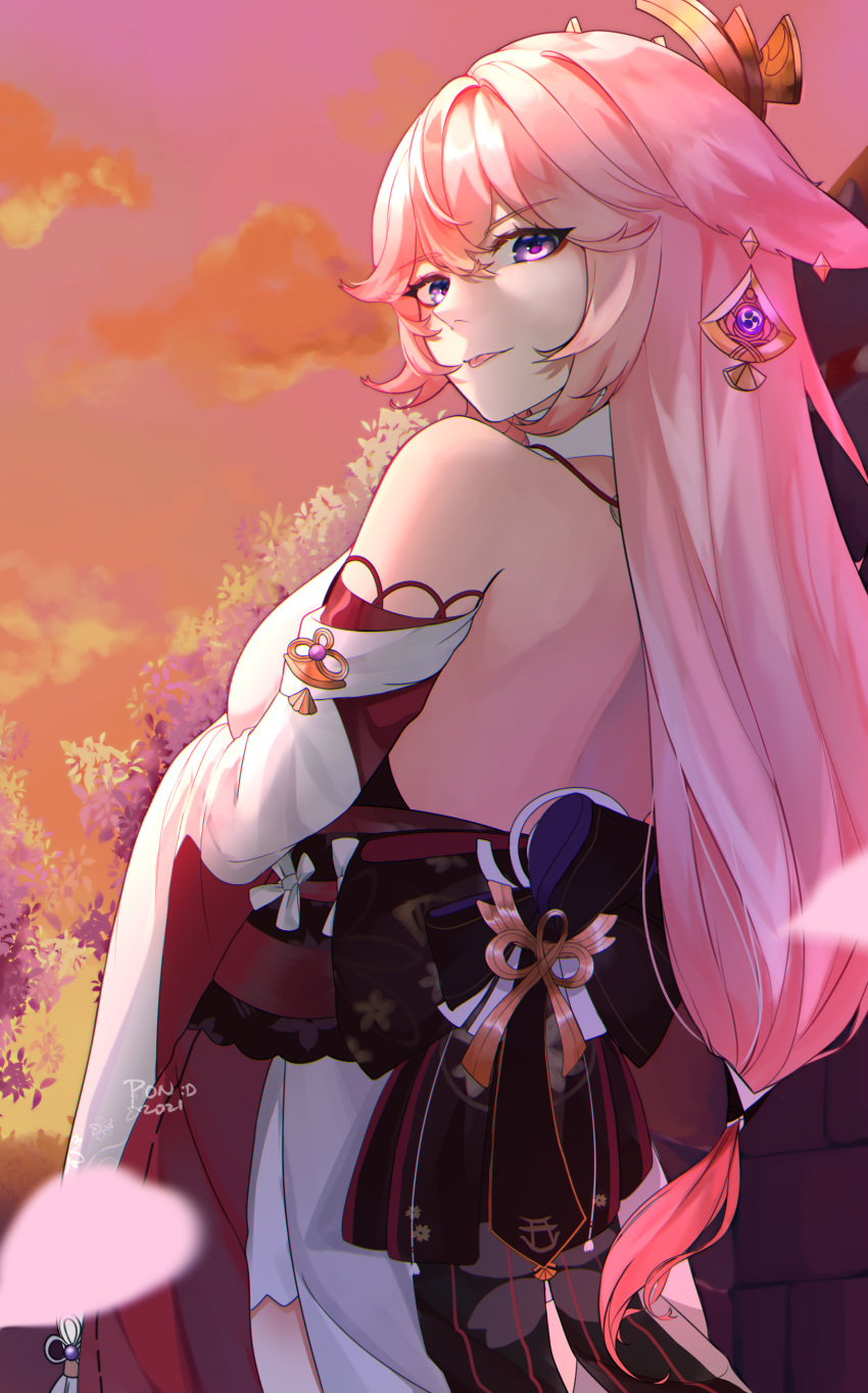 1girl, absurdres, animal_ears, artist_name, back, bare_shoulders, breast_hold, breasts