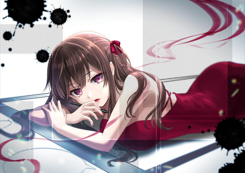 1girl, 22/7, absurdres, birthday, braid, brown_eyes, brown_hair, dress