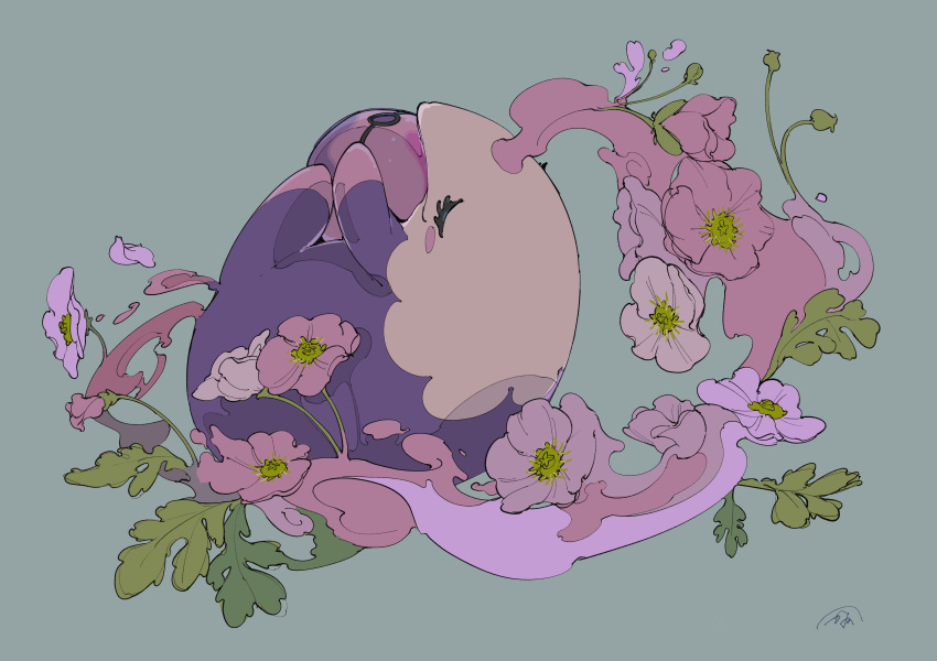 absurdres, closed_eyes, closed_mouth, commentary_request, dream_ball, eyelashes, flower, highres
