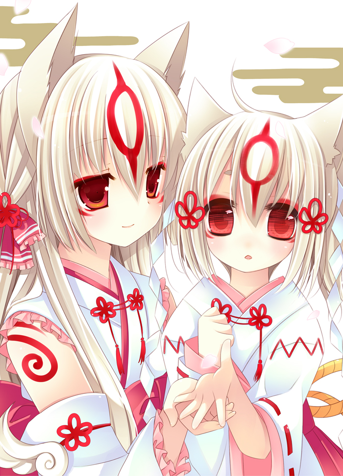 amaterasu, animal_ears, capcom, chibiterasu, collaboration, egasumi, hinayuki_usa, japanese_clothes