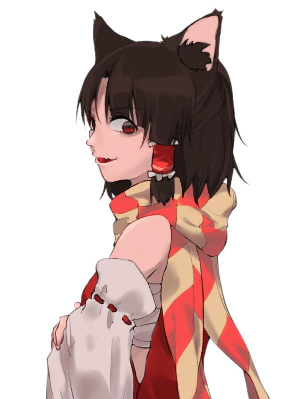 1girl, animal_ear_fluff, animal_ears, bangs, benikurage_(cookie), breasts, brown_hair, cat_ears