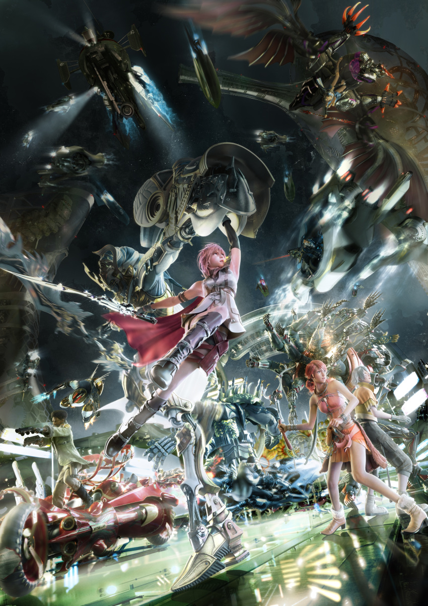 3d, afro, alexander, bahamut, black_hair, bracelet, brynhildr, everyone