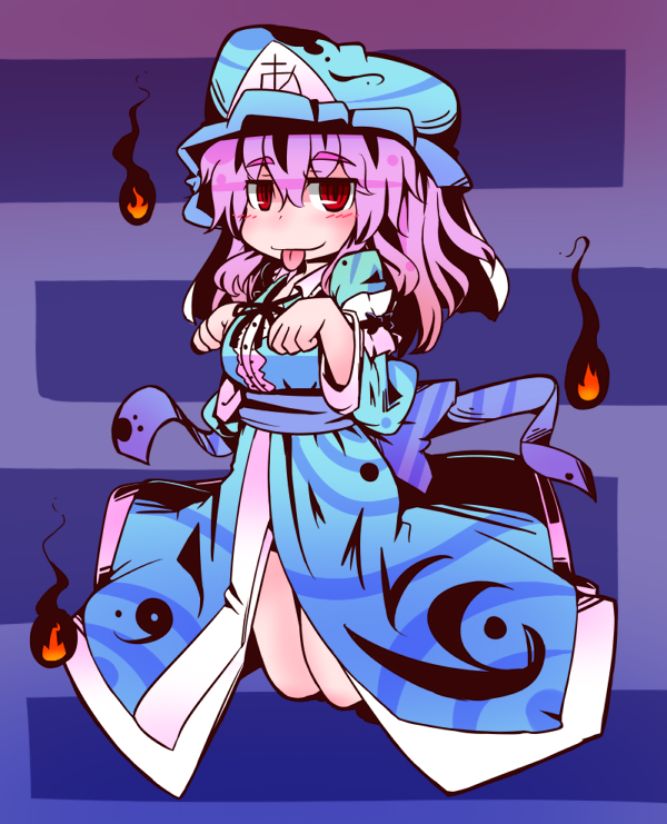 1girl, aoihitsuji, bangs, black_neck_ribbon, black_ribbon, blue_headwear, blue_kimono, blush