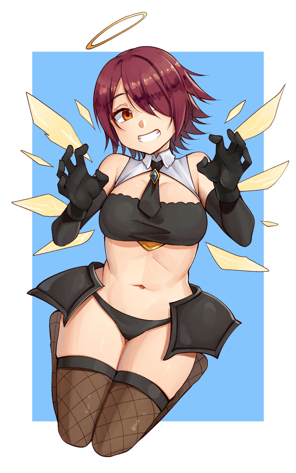 1girl, ajidot, alternate_costume, arknights, bandeau, bare_shoulders, black_gloves, black_panties