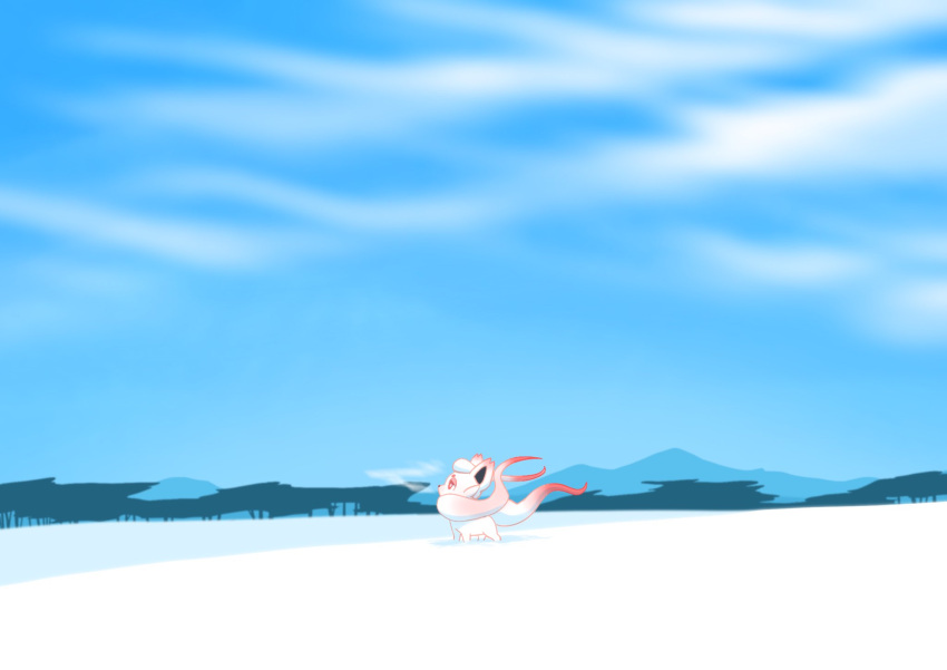 breath, bright_pupils, clouds, commentary_request, day, from_side, highres, hisuian_zorua