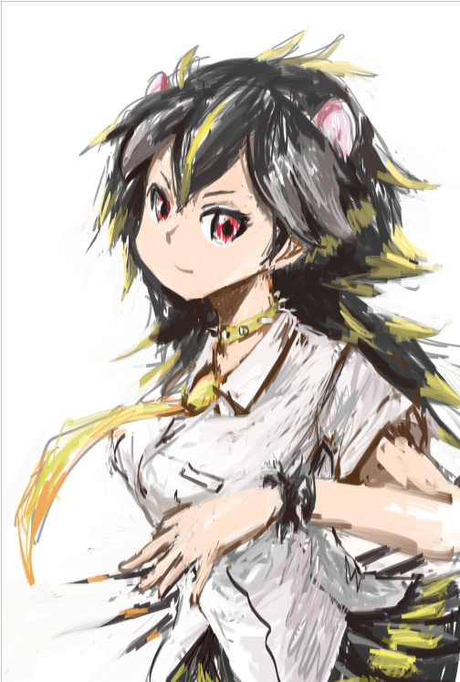 1girl, animal_ears, bare_arms, blonde_hair, bracelet, brazilian_porcupine_(kemono_friends), closed_mouth, collar