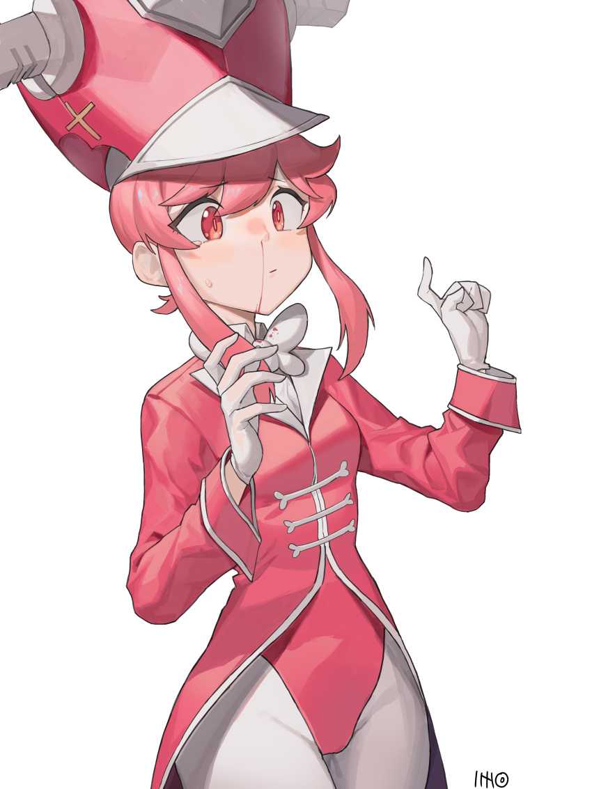 1girl, absurdres, blood, blood_on_clothes, blood_on_face, bow, bowtie, closed_mouth
