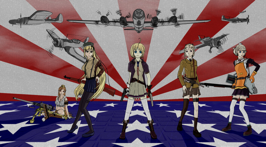 absurdres, aircraft, airplane, girls_frontline, gun, highres, ij_navarro_herrera, m1897_(girls'_frontline)