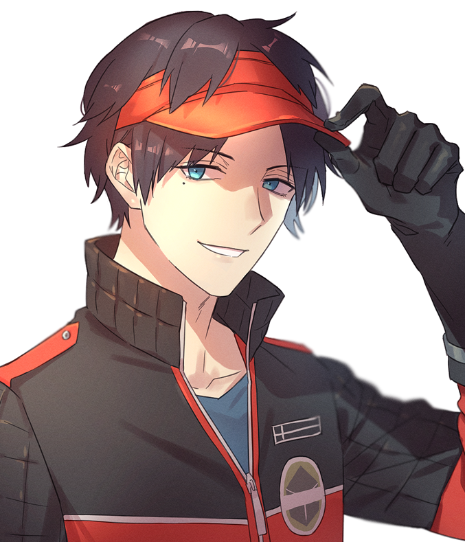 1boy, berry_o_t, black_gloves, black_hair, black_jacket, gloves, hand_up, jacket