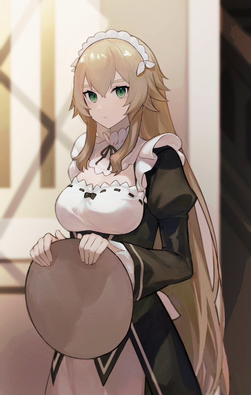 1girl, absurdres, blonde_hair, frederica_baumann, frills, green_eyes, highres, long_hair
