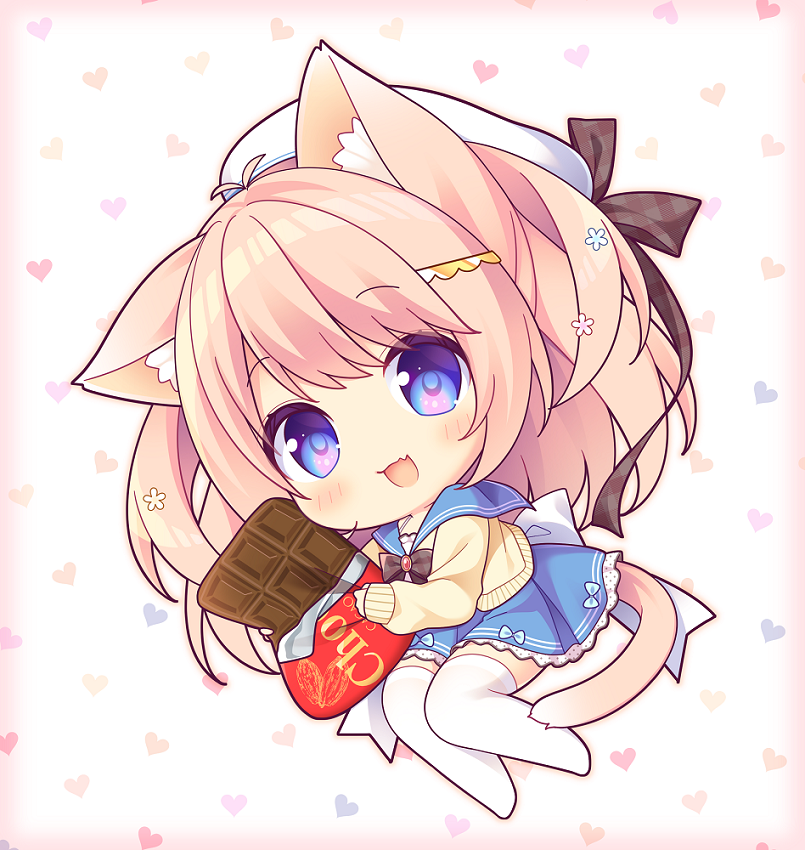 1girl, :d, animal_ear_fluff, animal_ears, antenna_hair, bangs, beret, black_bow