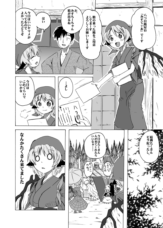 bat_wings, comic, food_stand, forest, free, hat, head_wings, hitodama