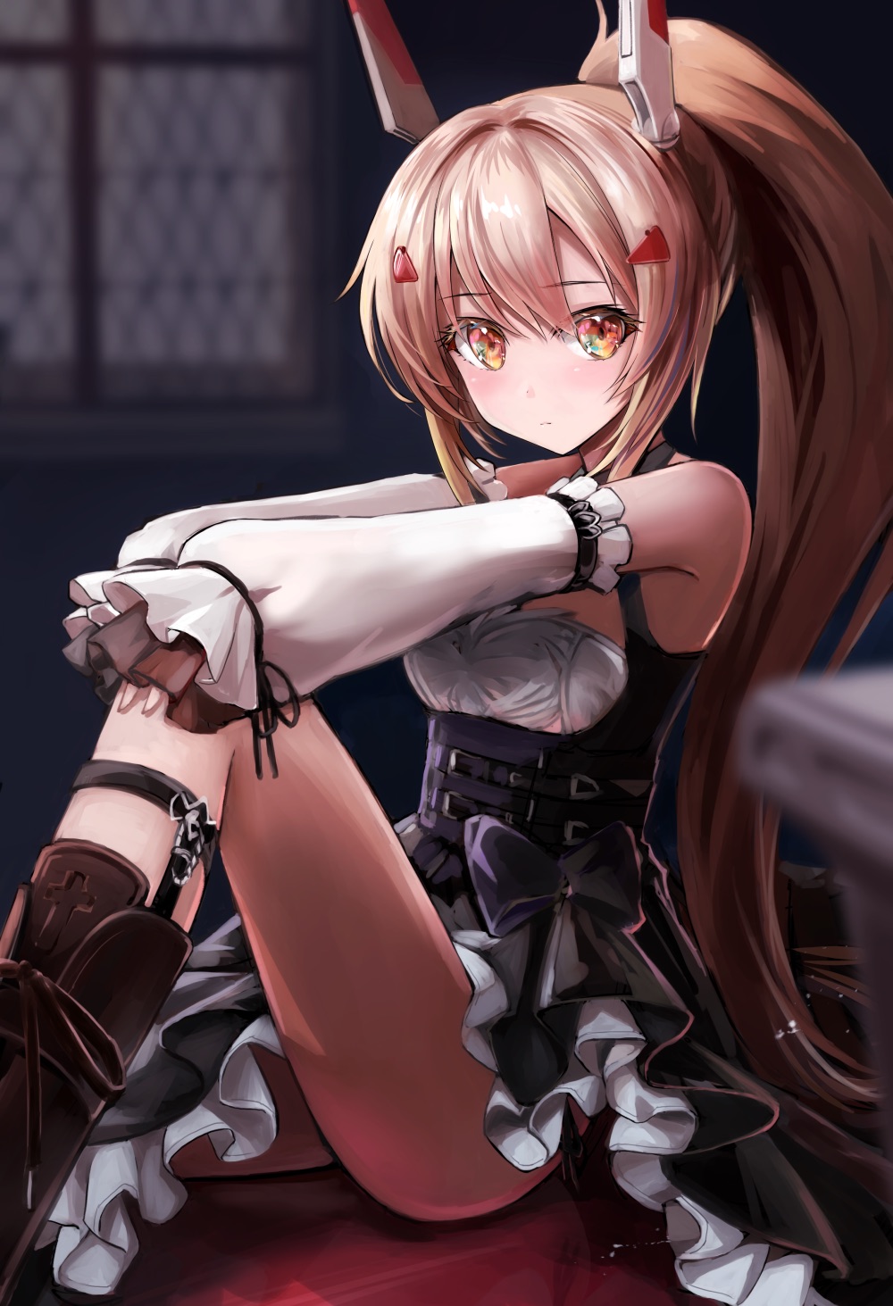 1girl, ass, ayanami_(azur_lane), ayanami_(nightfall_raiment)_(azur_lane), azur_lane, bangs, belt, black_footwear