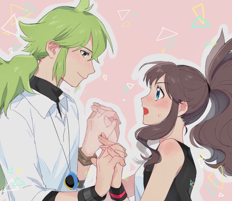 1boy, 1girl, bangs, black_vest, blue_eyes, blush, closed_mouth, collared_shirt