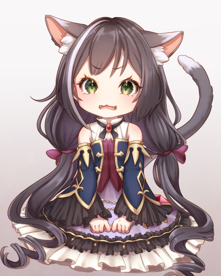 1girl, absurdres, animal_ear_fluff, animal_ears, bare_shoulders, black_hair, cat_ears, cat_girl