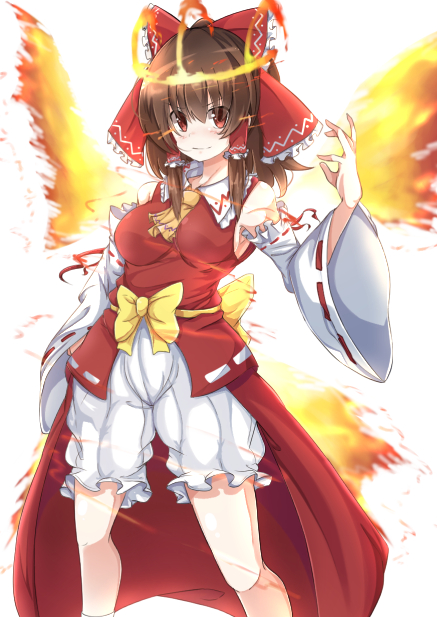1girl, ascot, bangs, bloomers, blush, bow, breasts, closed_mouth