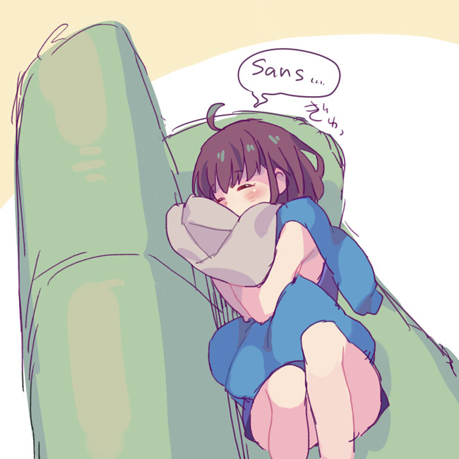 1girl, bangs, blanket, blanket_hug, blue_jacket, brown_hair, closed_eyes, couch