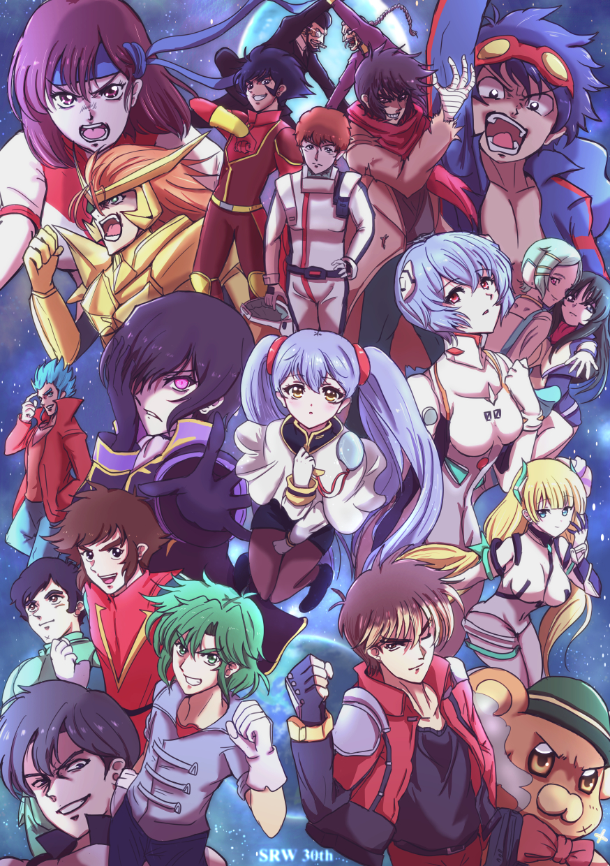 6+boys, 6+girls, amuro_ray, angela_balzac, anniversary, annotation_request, aoi_hyouma, ayanami_rei