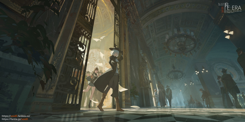 6+boys, 6+girls, artist_name, backlighting, cane, chandelier, fanbox_username, fantia_username