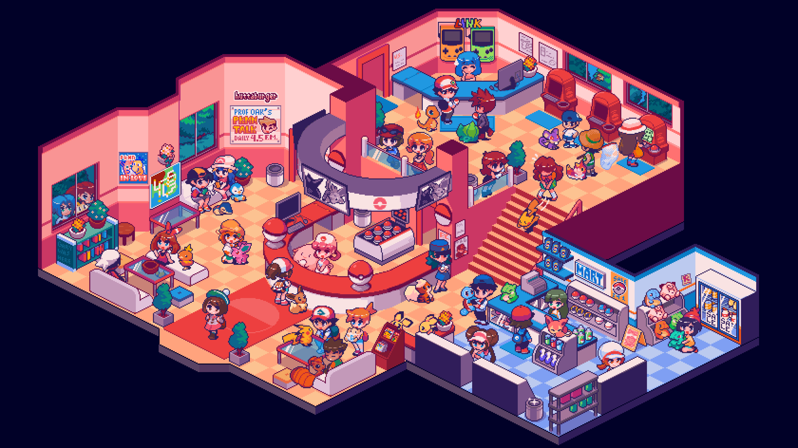 6+boys, 6+girls, absurdres, ash_ketchum, blue_oak, brendan_(pokemon), brock_(pokemon), bulbasaur