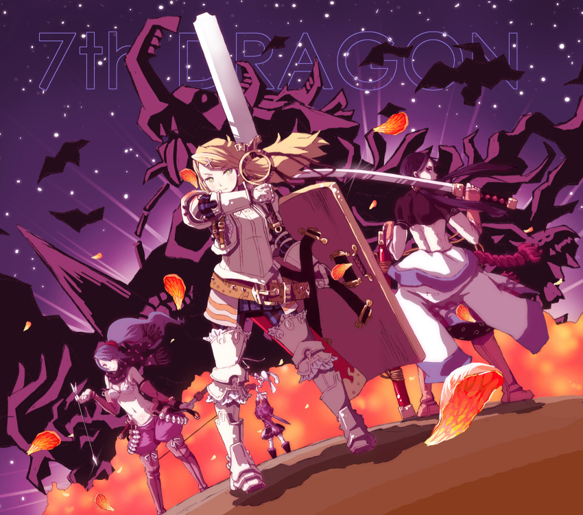 armor, artist_request, beltskirt, highres, knight_(7th_dragon), mushina_suzume, princess_(7th_dragon), rogue_(7th_dragon)