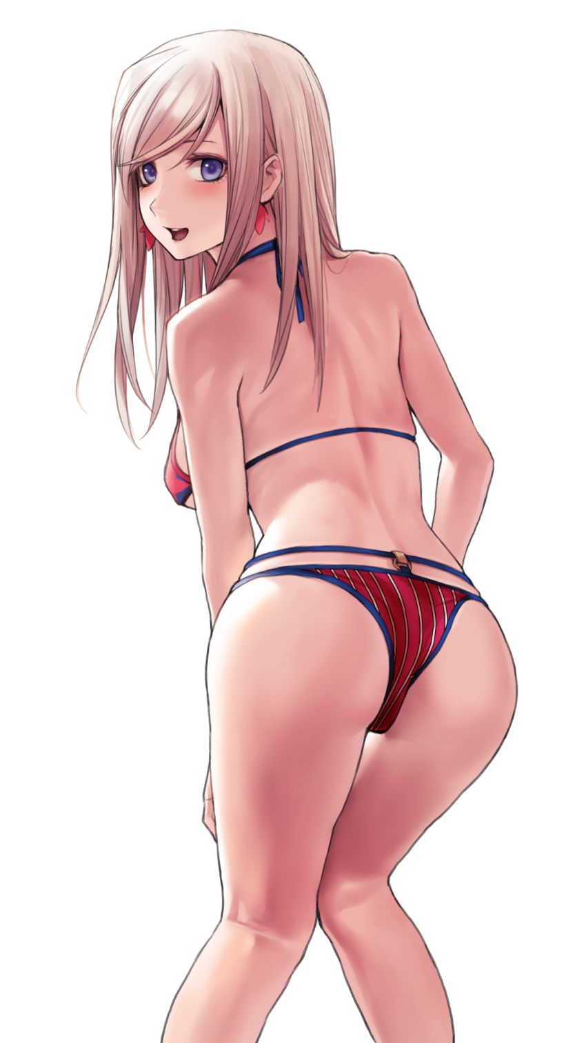 1girl, american_flag_bikini, applekun, ass, back, bangs, bikini, blonde_hair