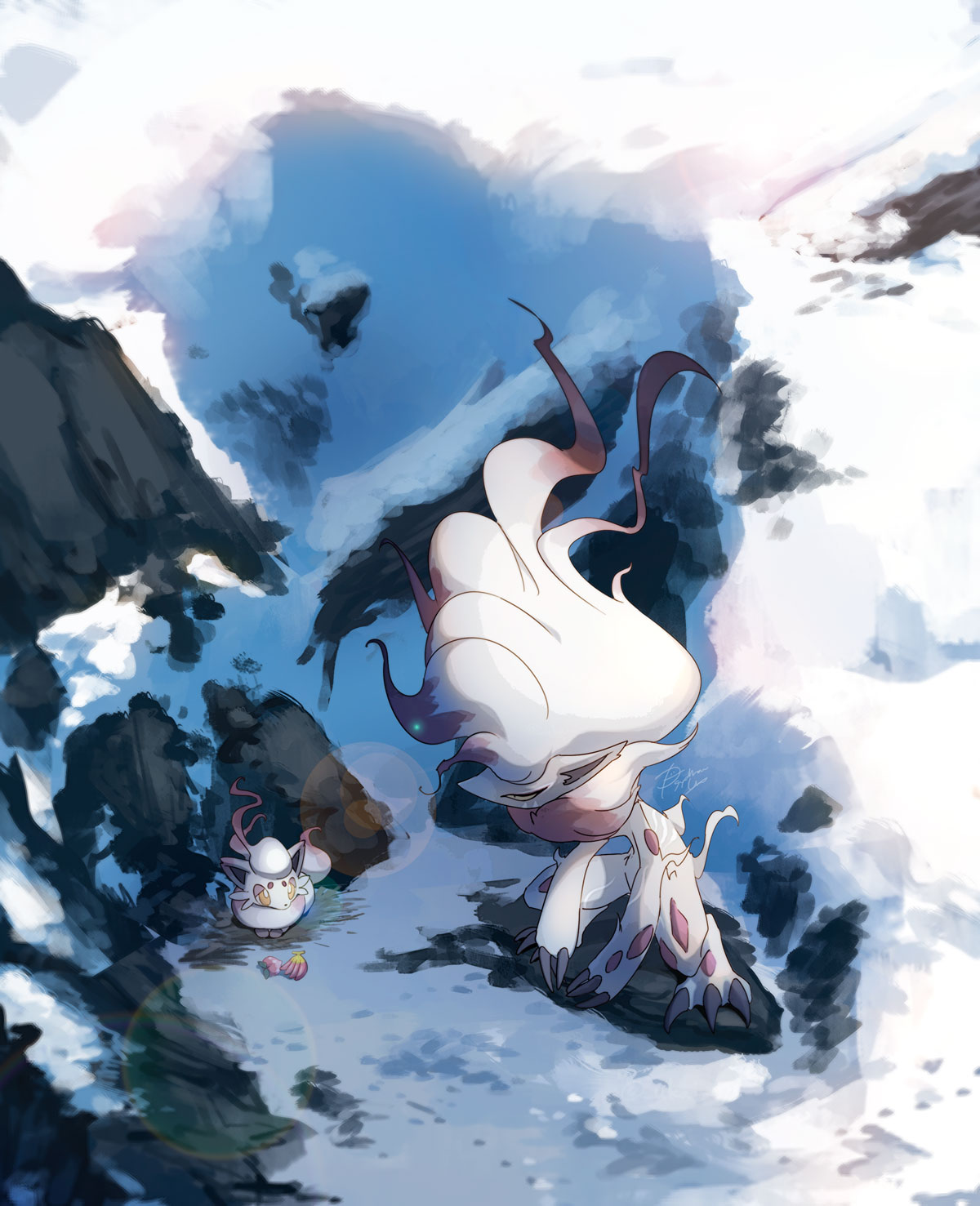 claws, commentary_request, day, evolutionary_line, furry, highres, hisuian_zoroark, hisuian_zorua