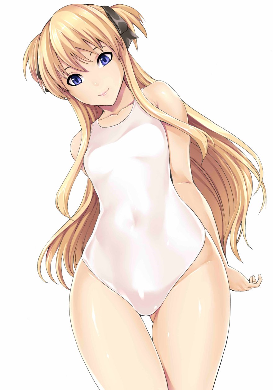 blue_eyes, dairiseki, highres, long_hair, navel, one-piece_swimsuit, quiz_magic_academy, shalon
