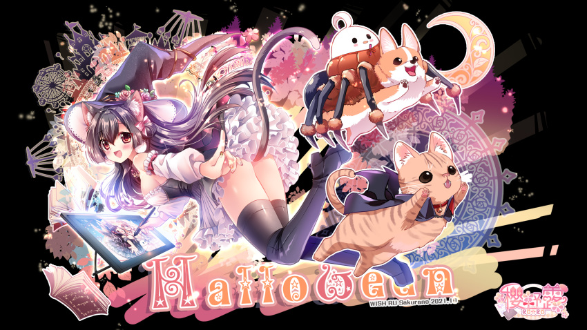 1girl, animal_ears, bangs, black_hair, bow, breasts, cat, cat_ears