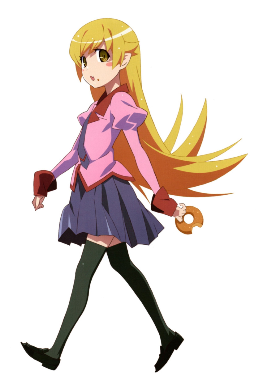 1gril, absurdres, bite_mark, black_footwear, black_legwear, blonde_hair, blush_stickers, cosplay