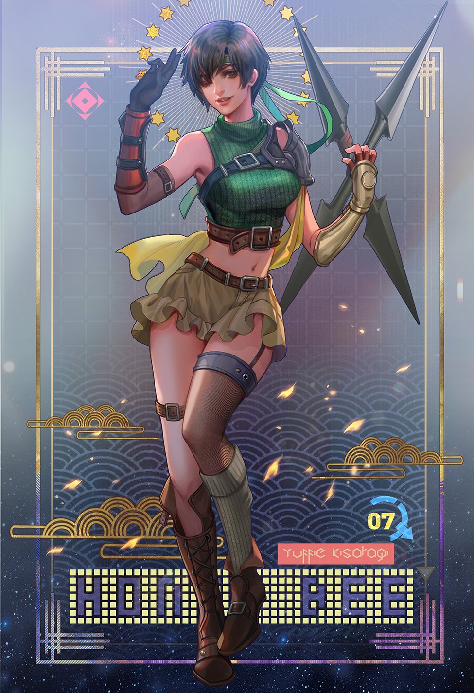 1girl, adapted_costume, asymmetrical_footwear, asymmetrical_gloves, asymmetrical_legwear, belt, boots, breasts