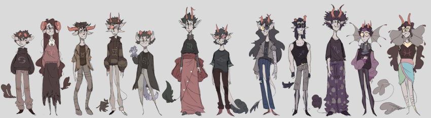 aradia_megido, black_hair, black_shirt, dress, equius_zahhak, feferi_peixes, glasses, highres