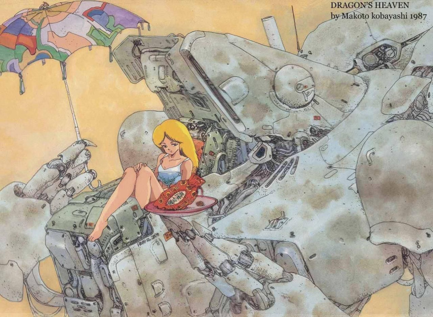 1980s_(style), 1987, 1girl, aic, bare_legs, barefoot, blonde_hair, blue_eyes