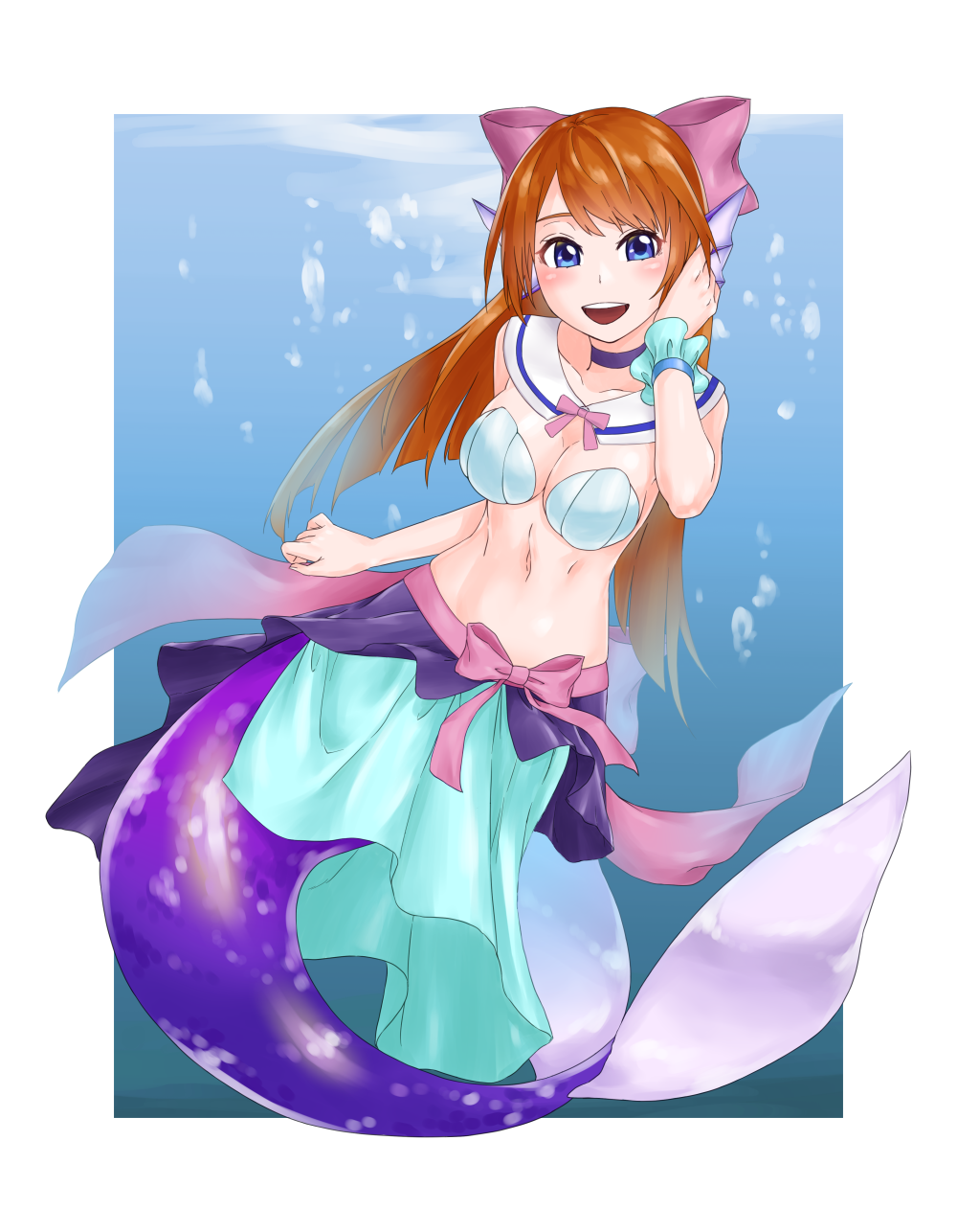 1girl, bangs, blue_eyes, blush, collar, commission, head_fins, highres