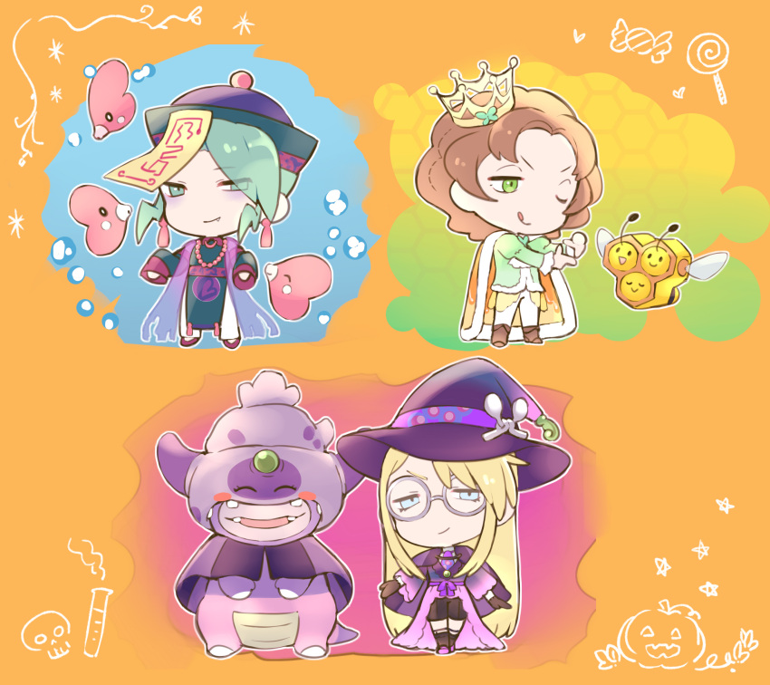3boys, :q, alternate_costume, avery_(pokemon), blonde_hair, blue_eyes, brown_hair, burgh_(pokemon)