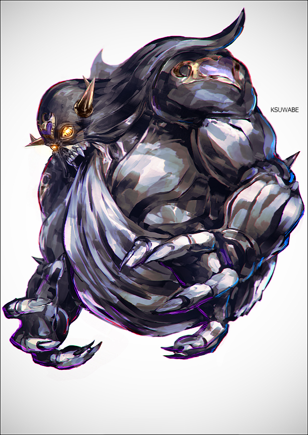 1other, artist_name, claws, cream_(stand), eating, fang, floating, horns