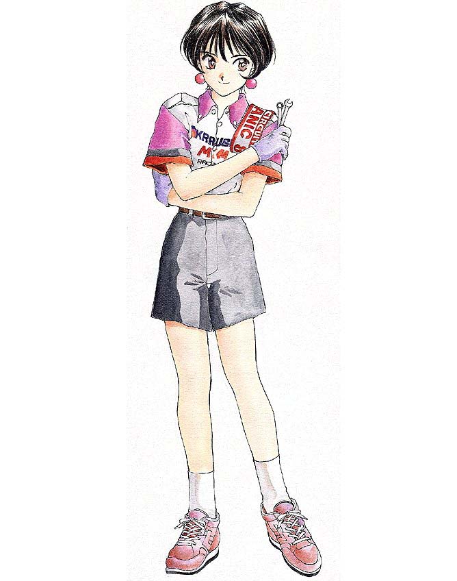 aa_megami-sama, fujimi_chihiro, one_girl, shoes, short_hair, shorts, spanner, woman