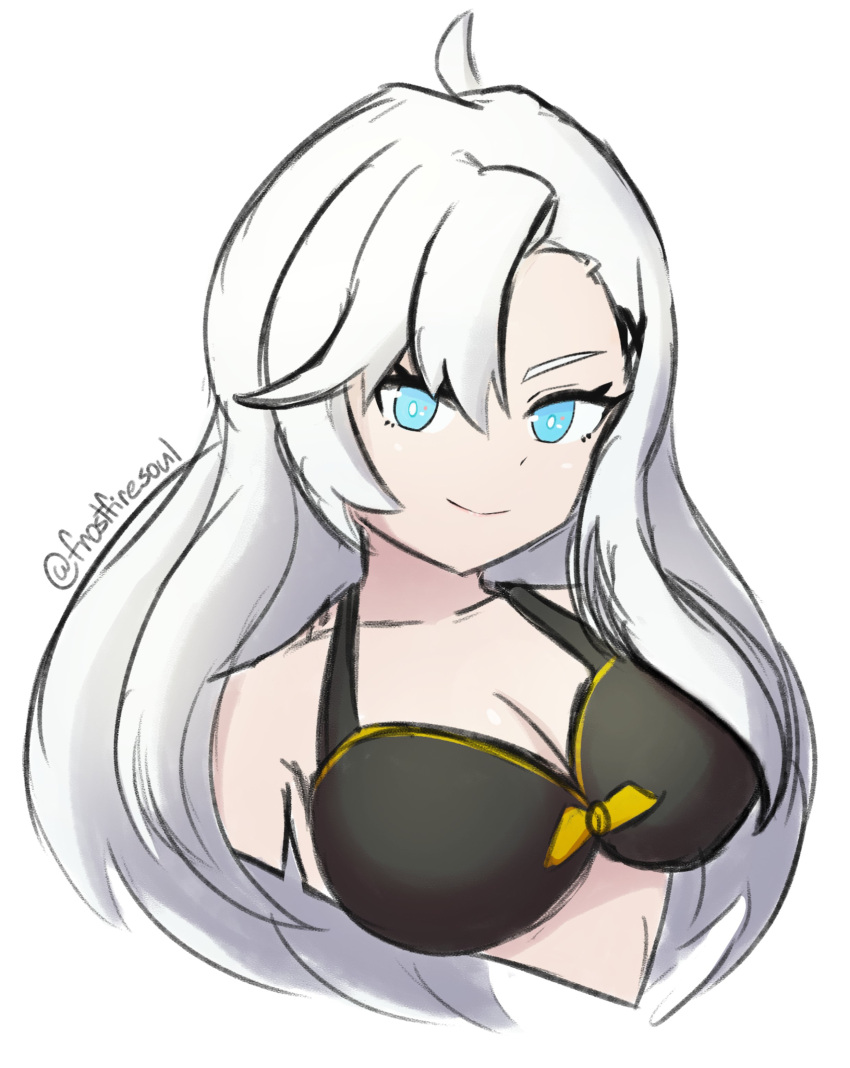 1girl, absurdres, alternate_costume, bangs, bare_shoulders, blue_eyes, breasts, dragalia_lost