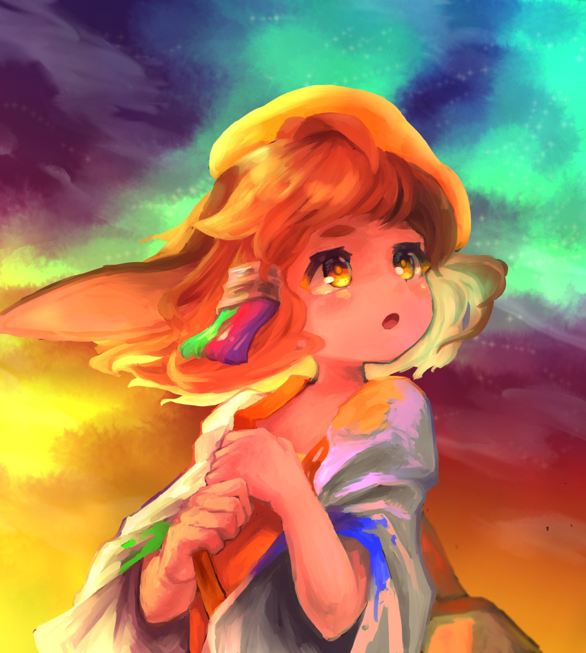 1girl, animal_ears, bakeneko398, bangs, beret, brown_eyes, brown_hair, dragalia_lost